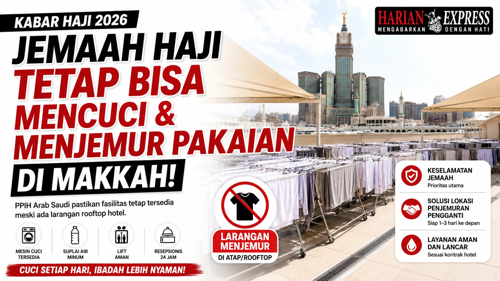 PPIH Pastikan Fasilitas Cuci dan Jemur Pakaian Jemaah Haji di Makkah Tersedia