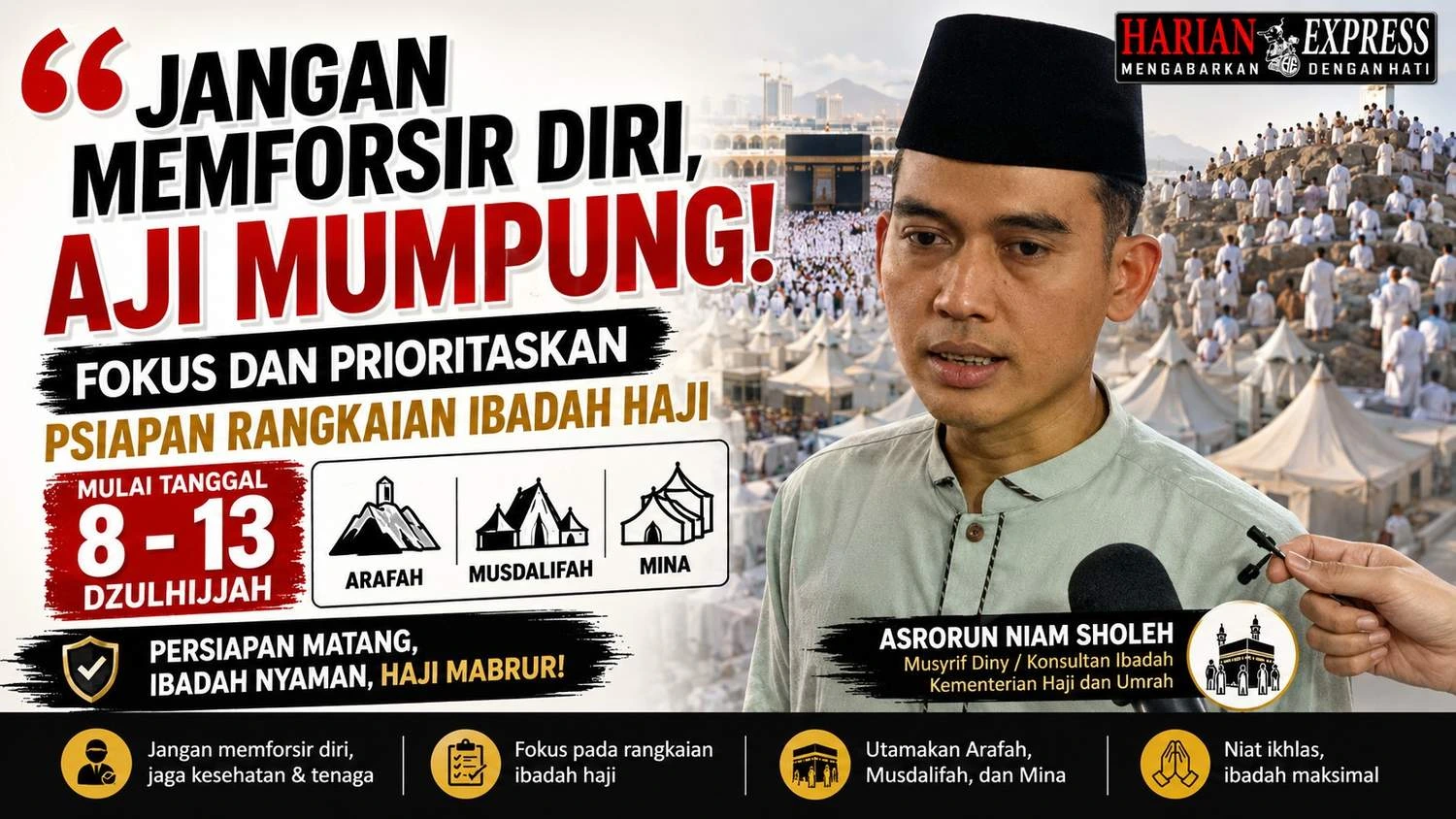 Musyrif Diny Ingatkan Jemaah Perbanyak Ibadah Jelang Puncak Haji